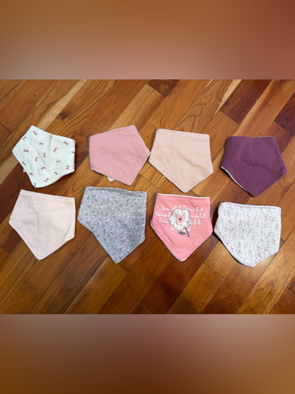 Baby Girl Toddler Bandana Bib Set - Pinks & Florals (8 pcs)